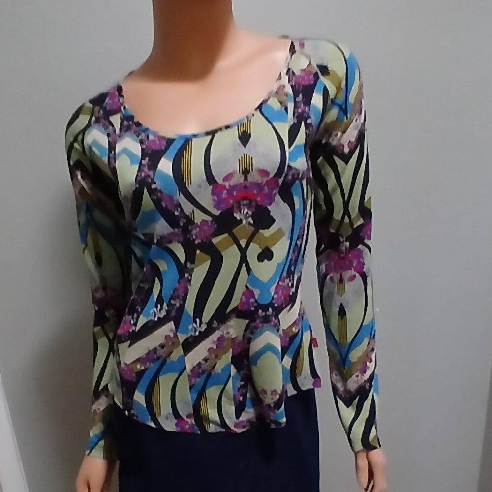 CHRISTIAN LACROIX France Long Sleeves Top Size Small Made in Italy 1990s